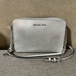 NEW Michael Kors Metallic Silver Crossbody